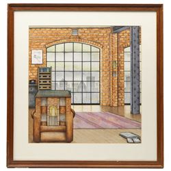 Colin Thompson (British/Australian 1942-): Home by the Window of a City Flat, ink and watercolour heightened with white 39cm x 37cm