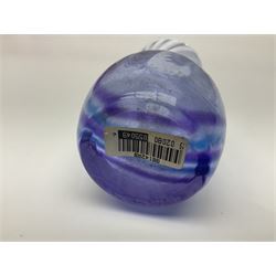 Collection of pink/purple Caithness glass vases, to include mottled and swirl designs, largest 20cm (19)