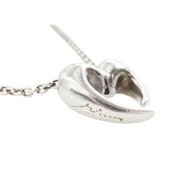 Georg Jensen silver heart pendant necklace, from 'Artist Pendant of the Year', designed by Minas Spiridis, London import mark 1996, boxed