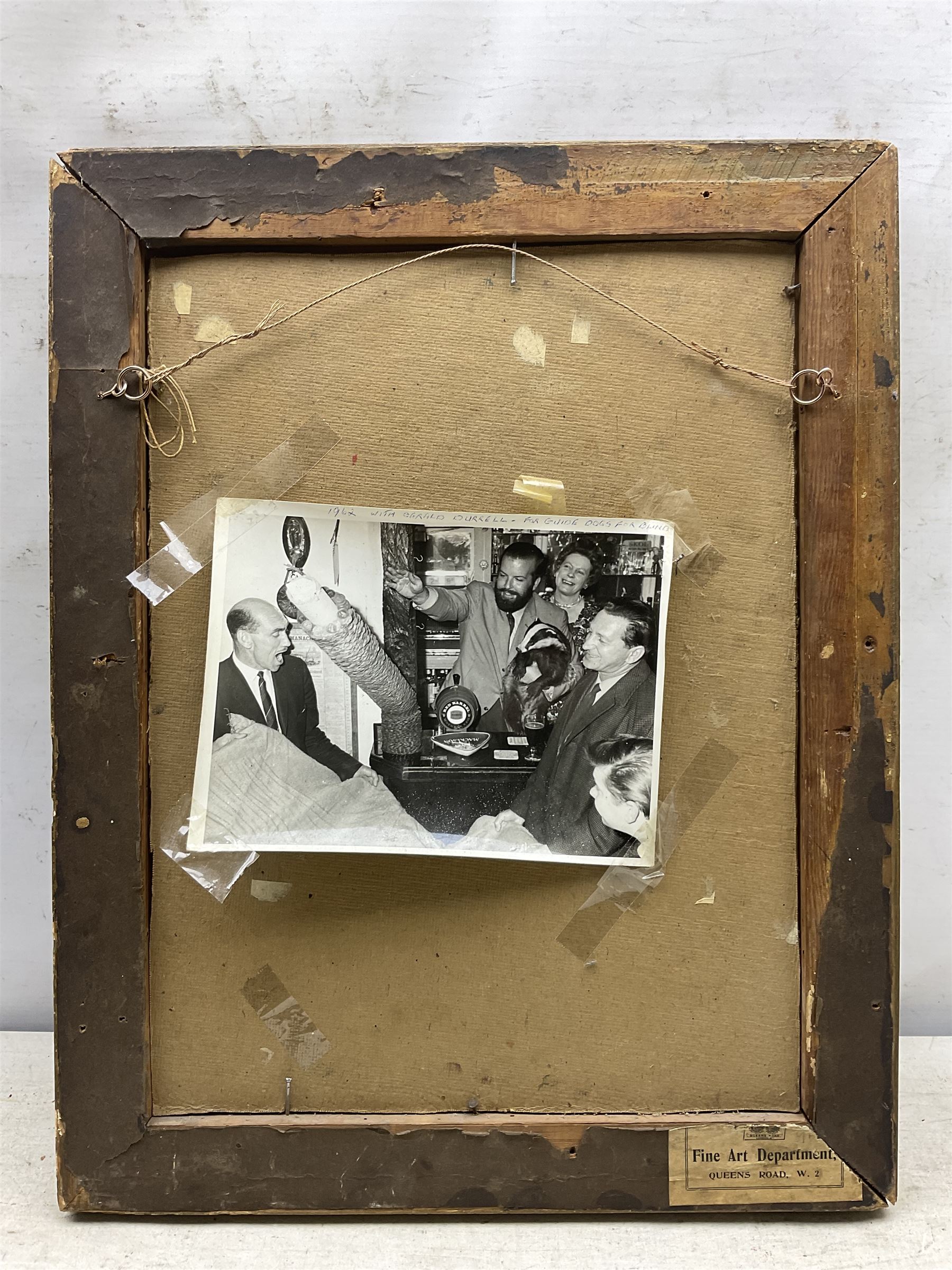 John Walton (British 1925- 2023): Portrait of a Lady with Pearl Necklace, oil on board signed and dated '50, possible corresponding photograph verso 40cm x 30cm 