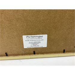 Six original illustrations for Liebig cards, mounted within a gilt frame, frame 71cm, W27cm