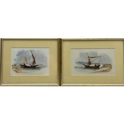 Charlotte/Louisa Holt (British early 19th century): Grand Tour Coastal scenes with Fishing Boats, three watercolours unsigned, provenance verso 14cm x 23cm approx  (3)