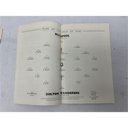 Four F.A. Cup Final programmes at Wembley - 1953 Blackpool v Bolton Wanderers played on May 2nd with Stanley Matthews scoring a match winning hat-trick; 1956 Birmingham City v Manchester City on May 5th in which Bert Trautmann carried on playing with a broken neck; 1957 Aston Villa v Manchester United on May 4th; and 1958 Bolton Wanderers v Manchester United on May 3rd with a post-Munich weakened United team (4)