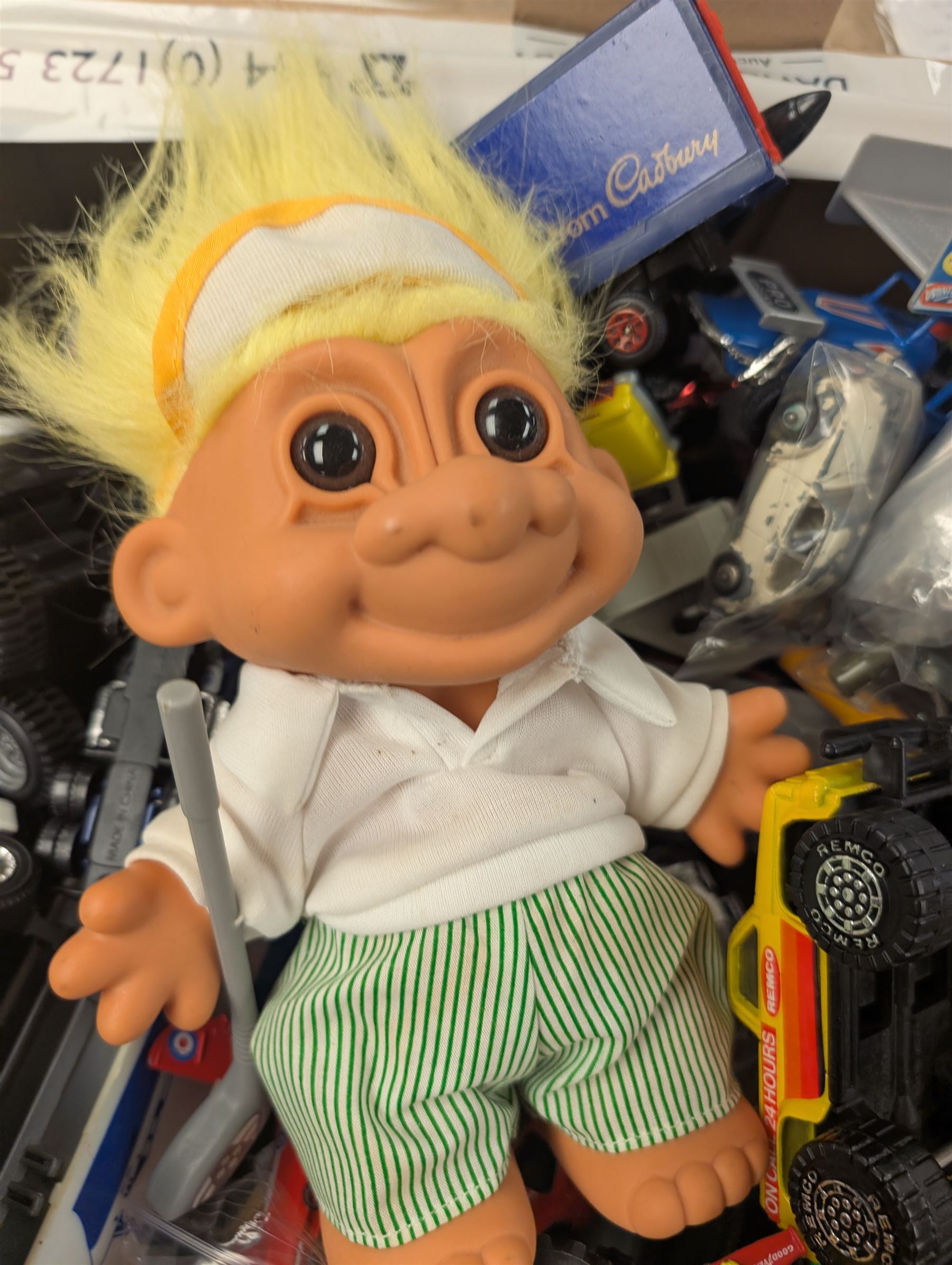 Collection of diecast cars, including Corgi and Dinky examples, together with a Russ Troll Doll, etc