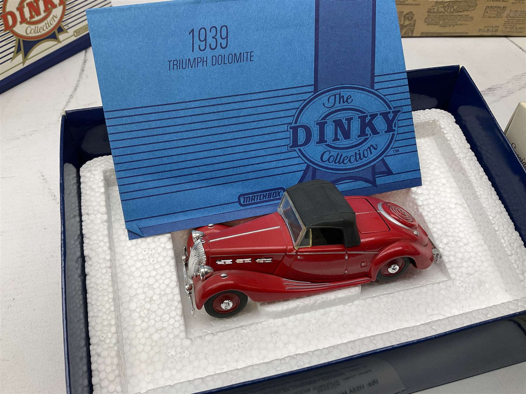 Dinky - Road Grader No.963; with blister box; Majorette Fire Engine No.3096; in window box; seven Matchbox 'Dinky Collection' die-cast models; all boxed; and American Popular Imports Inc. moulded resin fire engine; boxed (10)