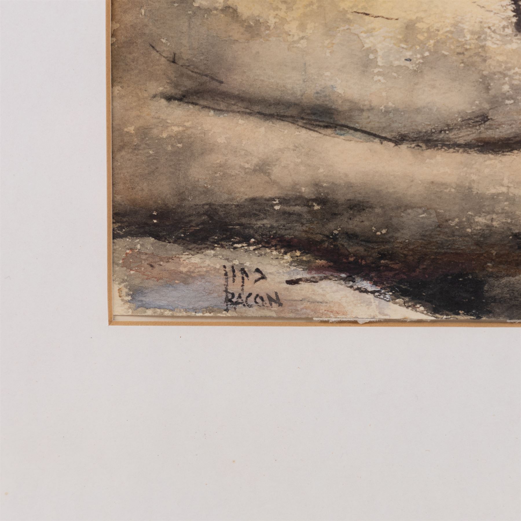 Yehuda Bacon (Israeli 1929-): Grey Landscape, watercolour signed 24cm x 34cm 
Notes: Bacon is a Holocaust survivor. 