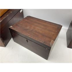 Collection of 19th century and later boxes for restoration, to include a mother of pearl inlay example, oak canteen, large mahogany example etc