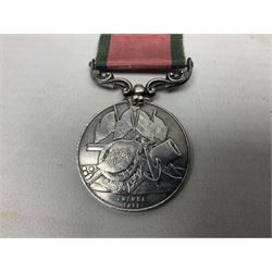 Turkish Crimea Medal 1855, unnamed, fitted with scrolling suspension bar and ribbon