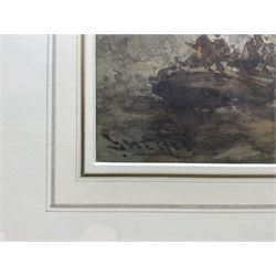 Stephen Frank Wasley (British 1848-1934): Busy Thames Scene at Sunset, watercolour signed 25cm x 36cm