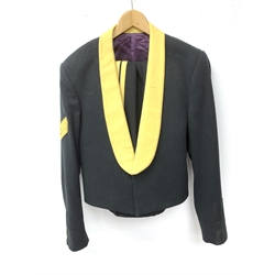 Royal Army Pay Corps sergeant's three-piece mess uniform, black with yellow collar and stripes, by Michael Jay Stowmarket