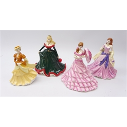  Four Coalport figures: Merry Christmas 2011, Olivia Figurine of the year 2011, A Spring Walk and Sentiments Special Occasions, as new, boxed (4)  