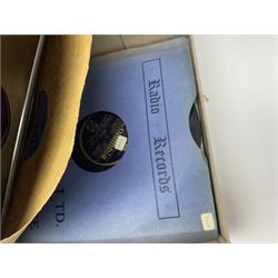 Columbia Grafonola tabletop hornless gramophone, with detachable winding handle, together with a collection of records 