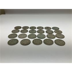 Twenty-three Great British pre 1947 silver half crown coins 