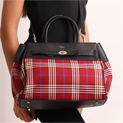 Mulberry - Belted Bayswater Tartan Check handbag in Scarlet tartan check fabric with black...