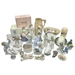 Five Lladro figures, to include Mary, Jesus, polar bear etc, together with a large collection of Nao figures and other ceramics 