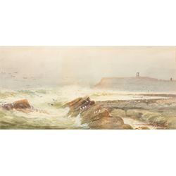 S E Hall (British fl.1910-1930): 'A Grey Day in Scarborough' and 'A Bit of Old Whitby', pair of watercolours signed and titled, in matching frames 20.5cm x 42.4cm (2)