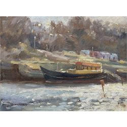 Michelle Saunders (British 1963-): Up River Esk, oil on board signed 20cm x 25cm