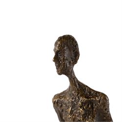 After Giacometti - Bronze abstract figure Walking Man, upon a rectangular marble base, H45cm