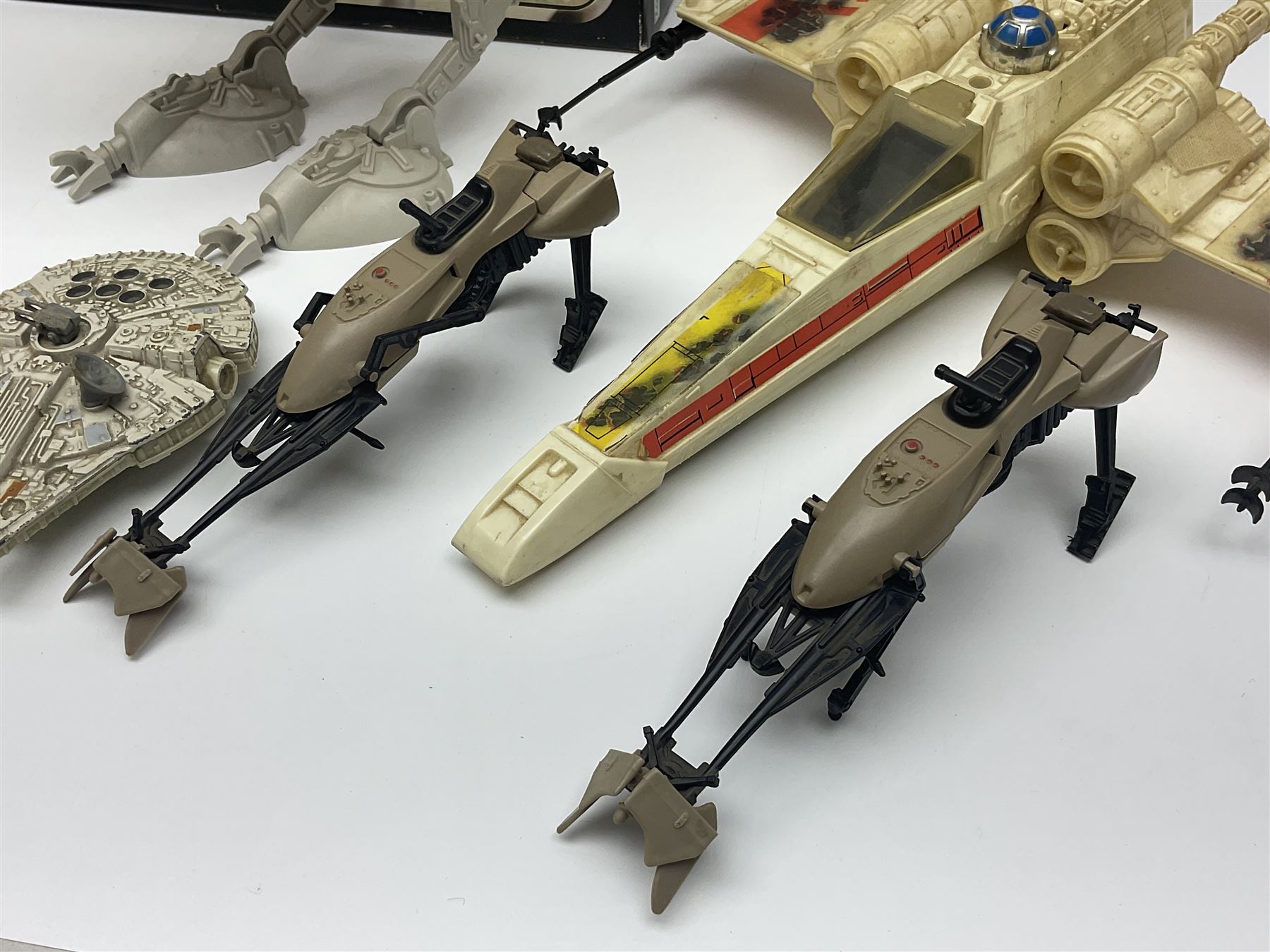 Star Wars - vintage vehicles comprising Rebel Armoured Snowspeeder and Tri-pod Laser Cannon; both boxed; Rebel Transport with 3 3/4