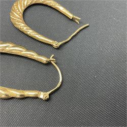 Pair of 9ct gold hoop earrings, together with three single 9ct gold hoop earrings and a 9ct gold ring shank