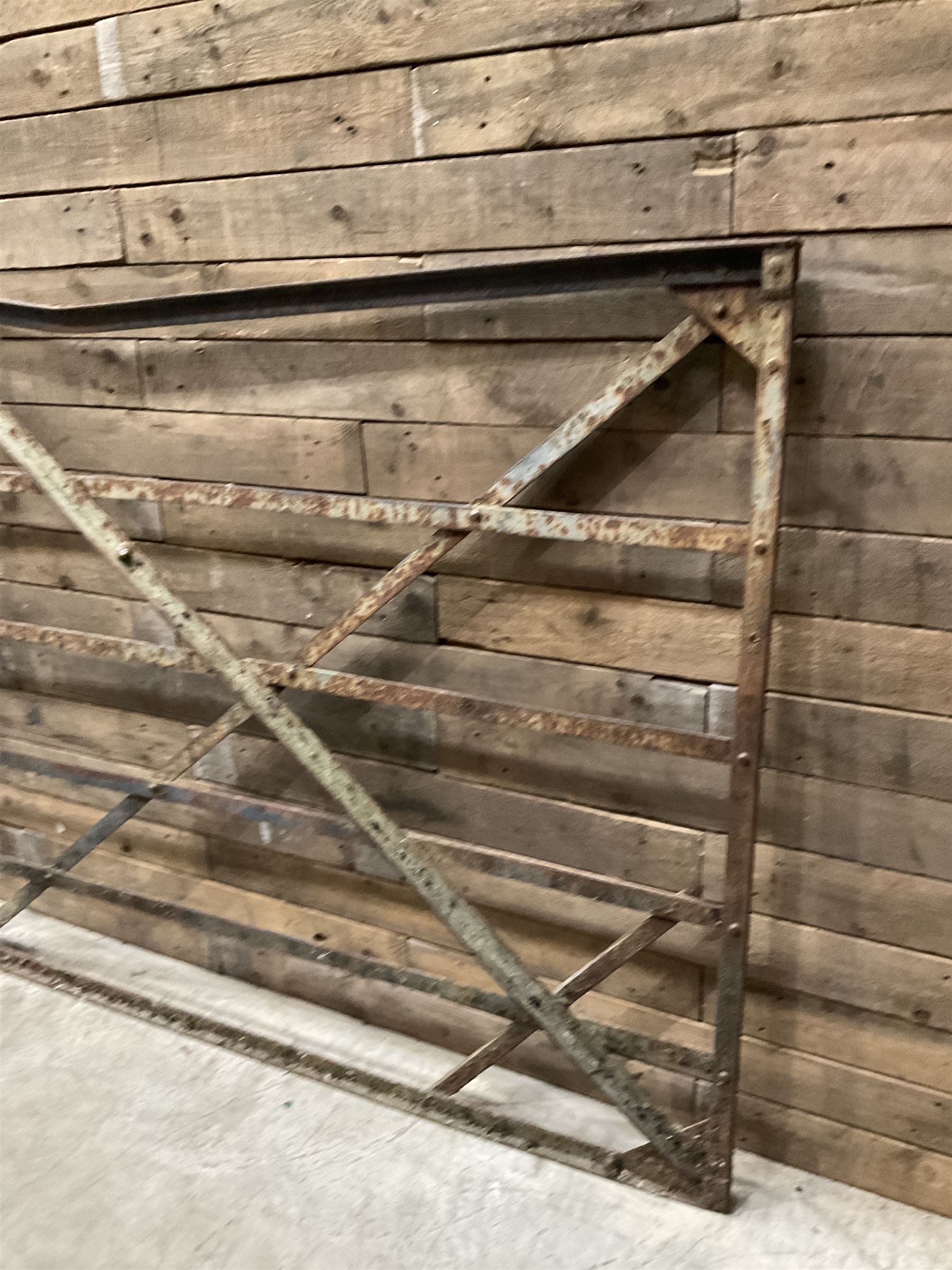 Large wrought metal country driveway or field gate (W324cm, H125cm)and a similar pedestrian gate (W110cm, H108cm)