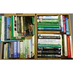 Over sixty cricket books and ephemera including biographical, historical, humorous, teaching, match programmes etc, in two boxes  