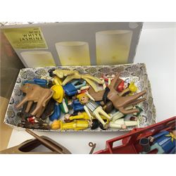 Collection of Playmobile Cowboys and Indians plastic figures, teepees, covered wagon etc