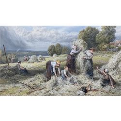 After Myles Birket Foster (British 1825-1899): 'Making Hay while the Sun Shines', early 20th century chromolithograph 35cm x 60cm