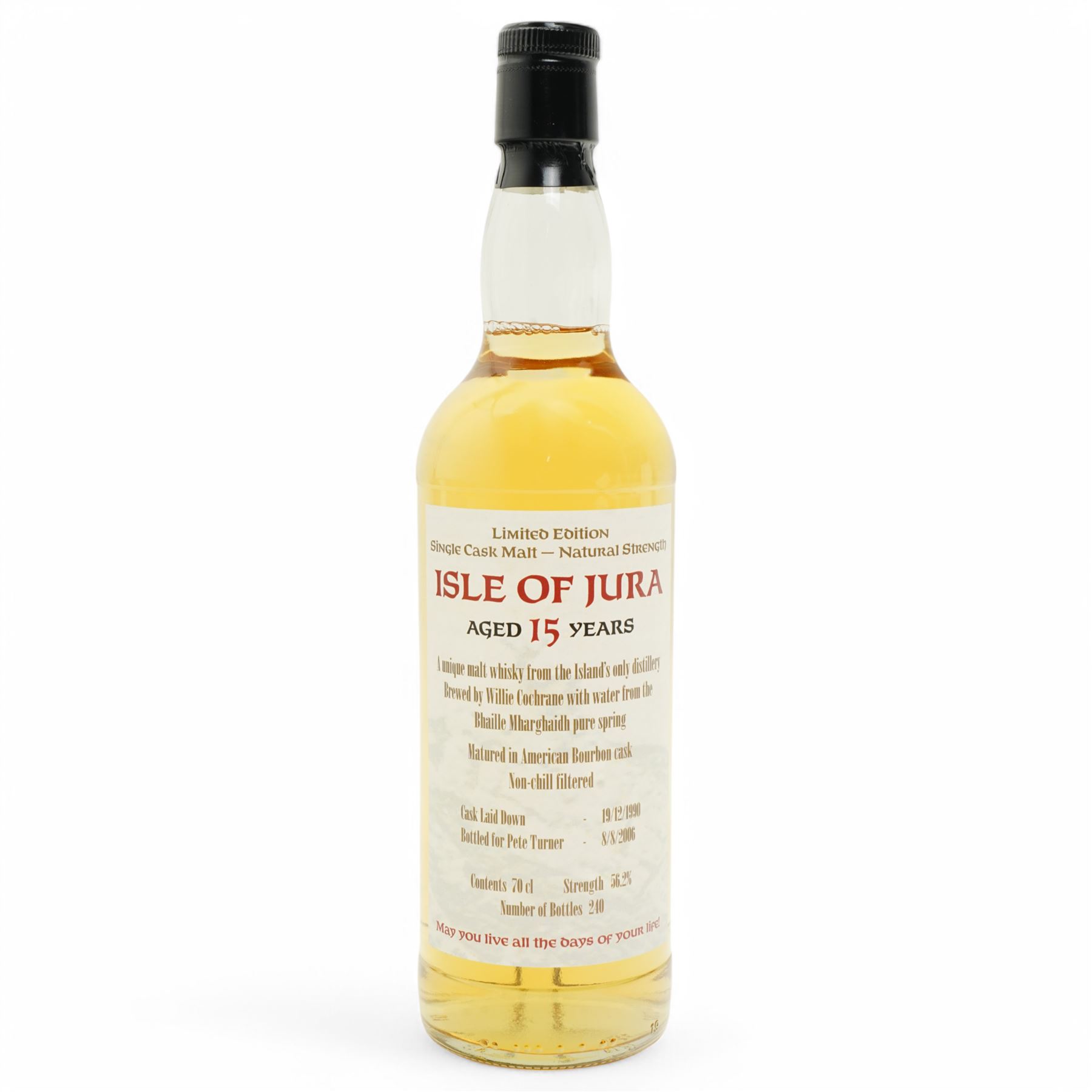 Isle of Jura 15 year old single cask whisky, 70cl 56.2% proof, limited to 240 bottles 