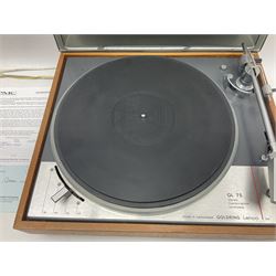 Goldring Lenco GL 75 Stereo Transcription turntable, in a teak case, H15cm, W54cm 