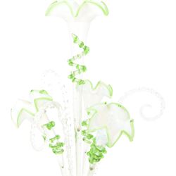 Victorian vaseline glass three basket epergne, H55cm
