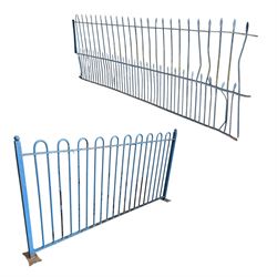 Two sections of painted iron garden or estate boundary railing, comprising a 19th century ...