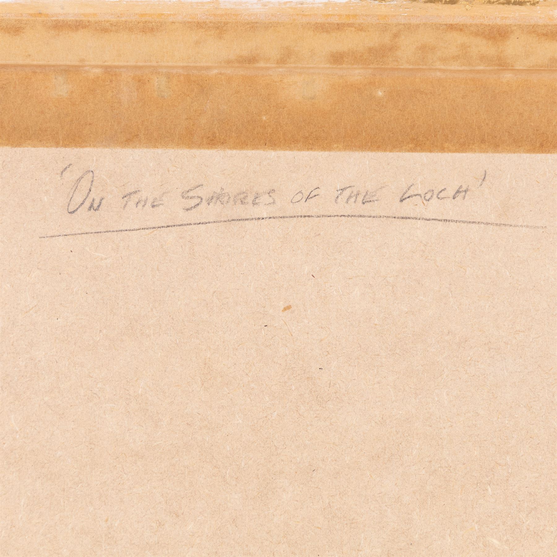 Jim Miller Wright (Scottish 1954-): 'On the Shores of the Loch', oil on board signed with monogram, titled verso 25cm x 40cm 