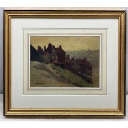Frank Rousse (British fl.1897-1917): Henrietta Street Whitby, oil on board signed 21cm x 29cm