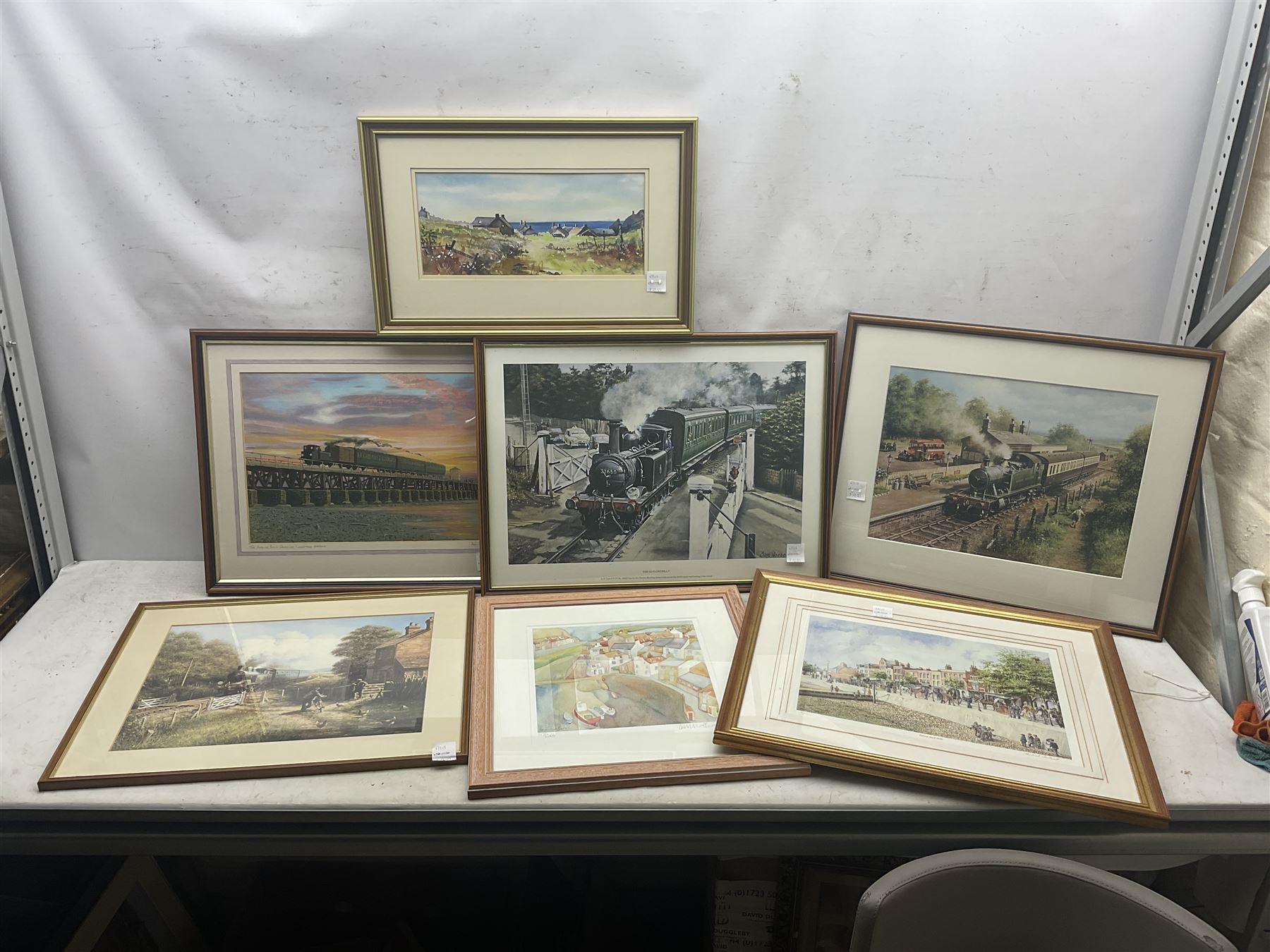 Emma Ball (British Contemporary) limited edition print together with a selection of other prints variously signed, with railway interest etc in one box (13)