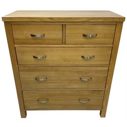 Light ash chest, fitted with two short and three long drawers