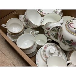 Paragon part dinner service in Belinda pattern, including teapot, six tea cups and saucers, dinner plates etc, together with Royal Doulton part tea service in Carnation pattern, Wedgwood part tea service in Hathaway Rose
