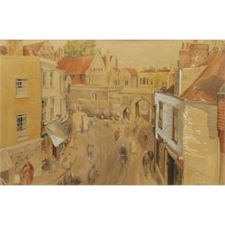 Ursula Macdonald (British b.1903): Elevated View of the Borough from King Street Canterbury, watercolour signed 33cm x 52cm