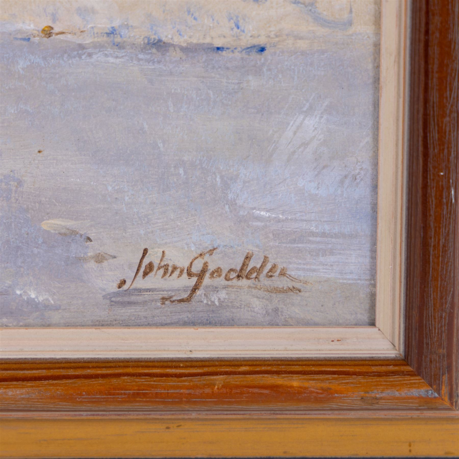 John Seymour Godden (British 1930-1999): 'Gorbals Tenements' Glasgow, oil on board signed, titled verso on artist's studio label 62cm x 50cm