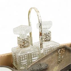 Plated tea set, cutlery and other items