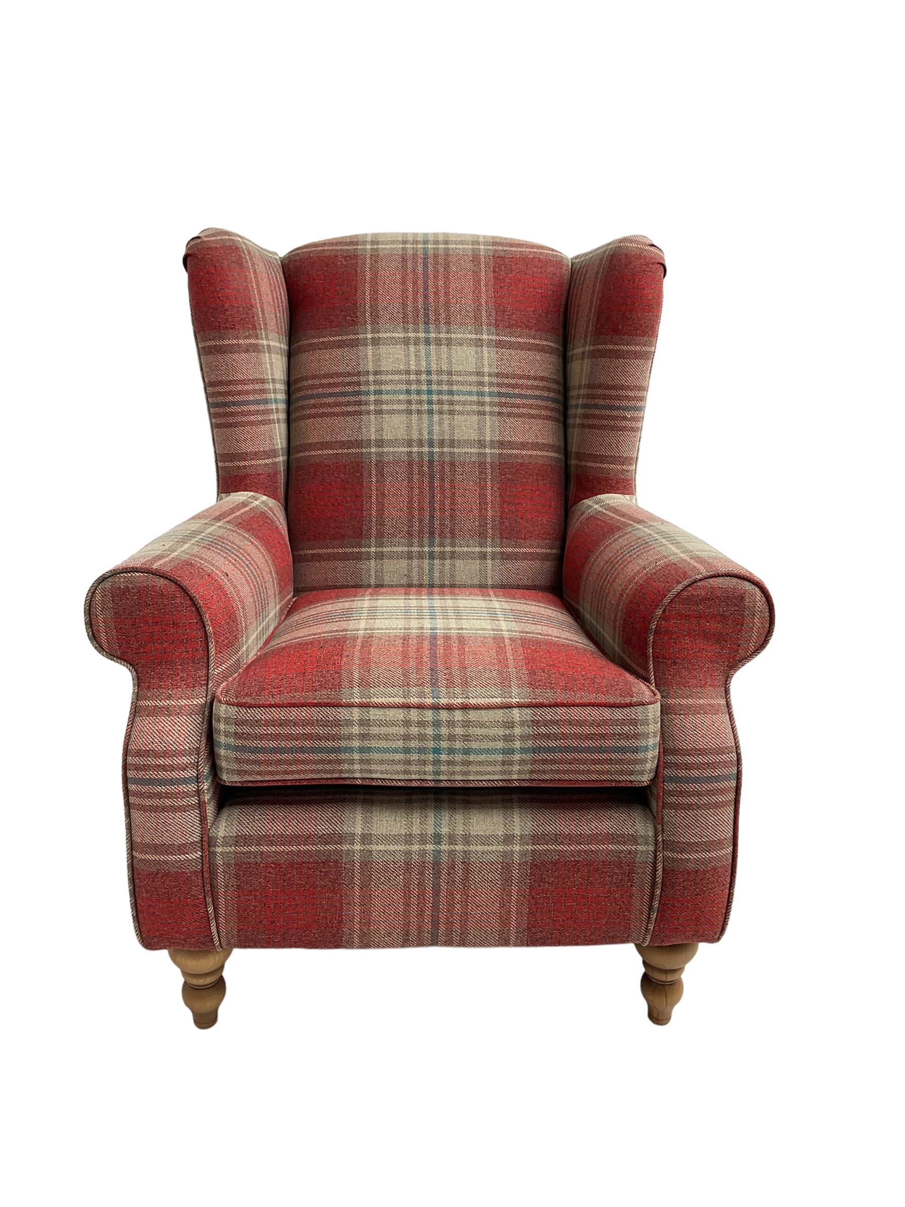 Next Home - wingback armchair, upholstered in checkered fabric 