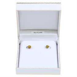 Pair of 9ct gold opal stud earrings, boxed