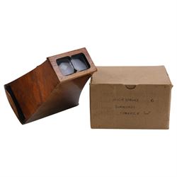 Victorian walnut stereoscope and a collection of slides, including travel, street scenes a...