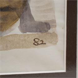 Ivan Peries (Sri Lankan - Columbo '43 Group): Seated Man, watercolour on paper signed with initials and dated '82, 29cm x 19cm (unframed)
Notes: Ivan Peries was a founding member of the '43 group, a 20th century modern art group in Columbo (previously British Ceylon) in the mid-20th century. This and the following work (Lot 6501) were part of a large series of similar works produced by Peries and begun in 1982, they are all dated '82 regardless of the production date in order to preserve continuity. The V&A museum contains three very similar works part of this series.
Provenance: The vendor was a very close friend of the artist and his family. These works were acquired from the wife of the artist - Veronica Peries, during the time she lived at Southend on Sea - UK. 