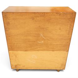 Robert Heritage (1927-2008) for Beaver & Tapley - Mid 20th century teak bureau, fall front with fitted interior, above a sliding door cabinet, raised on short supports