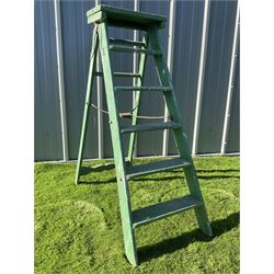 Simplex wooden ladders painted in green  - THIS LOT IS TO BE COLLECTED BY APPOINTMENT FROM DUGGLEBY STORAGE, GREAT HILL, EASTFIELD, SCARBOROUGH, YO11 3TX