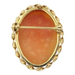 Gold cameo ring and cameo brooch, both hallmarked 9ct