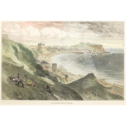Figures Courting on Dickson's Point 'Scarborough', late 19th century hand coloured engraving after S Read 43cm x 55cm