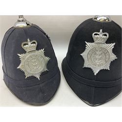 Hull City Police - helmet with king's crown night plate; two further ball-top helmets with Queen's crown plates; and a peaked cap (4)