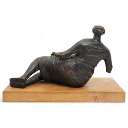 After Henry Moore (British 1898-1986): ‘Draped Reclining Woman', terracotta maquette sculpture, base marked with affixed catalogue label inscribed 'Draped Reclining Woman: 1957 Archive 0059424', W27cm H17cm